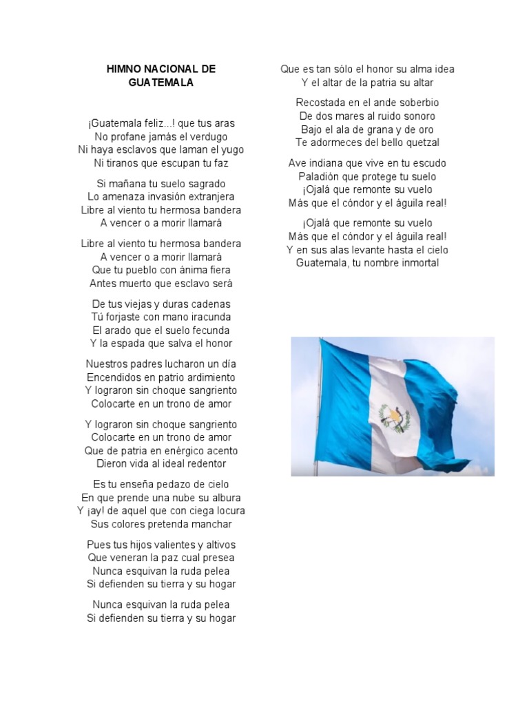 Letra del Himno Nacional de Guatemala | PDF | Derecho