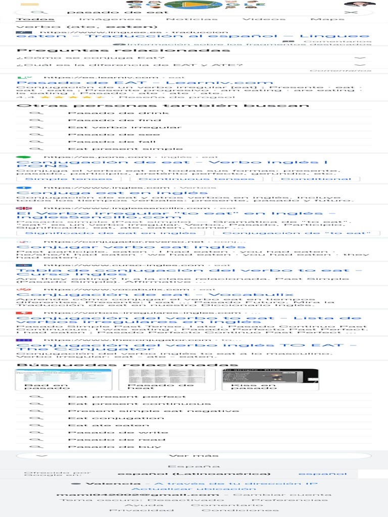 Pasado De Eat Buscar Con Google PDF Verbo Conjugaci n Gramatical