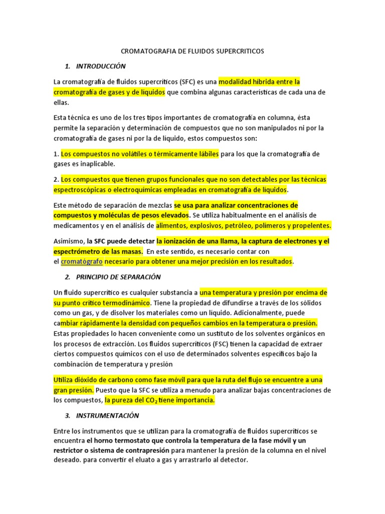 Cromatografia de Fluidos Supercriticos PDF Cromatografía de gases