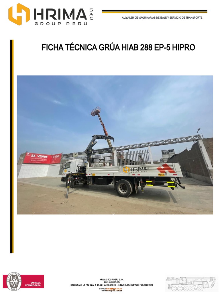 Ficha Técnica Grúa Hiab 288 Ep-5 Hipro | PDF | Transport | Vehicles