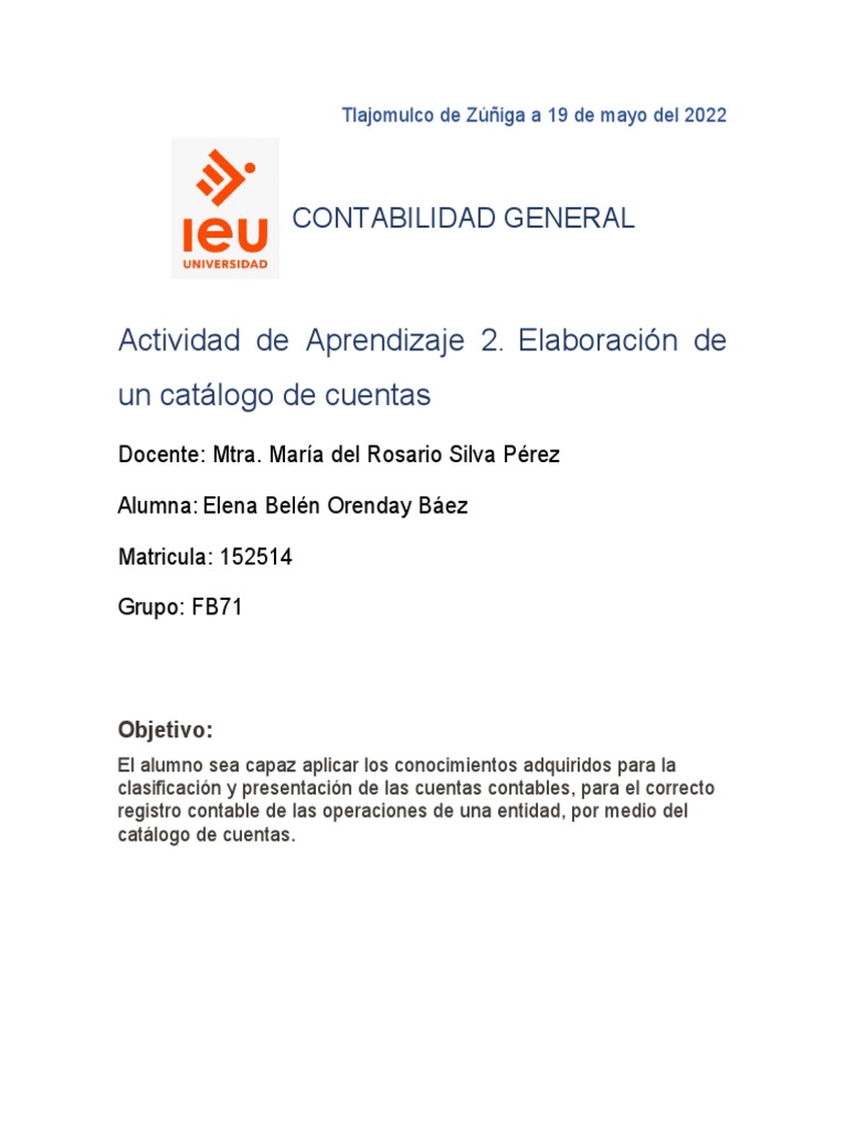 Act. 3 Catalogo de Cuentas | PDF | Contabilidad | Business