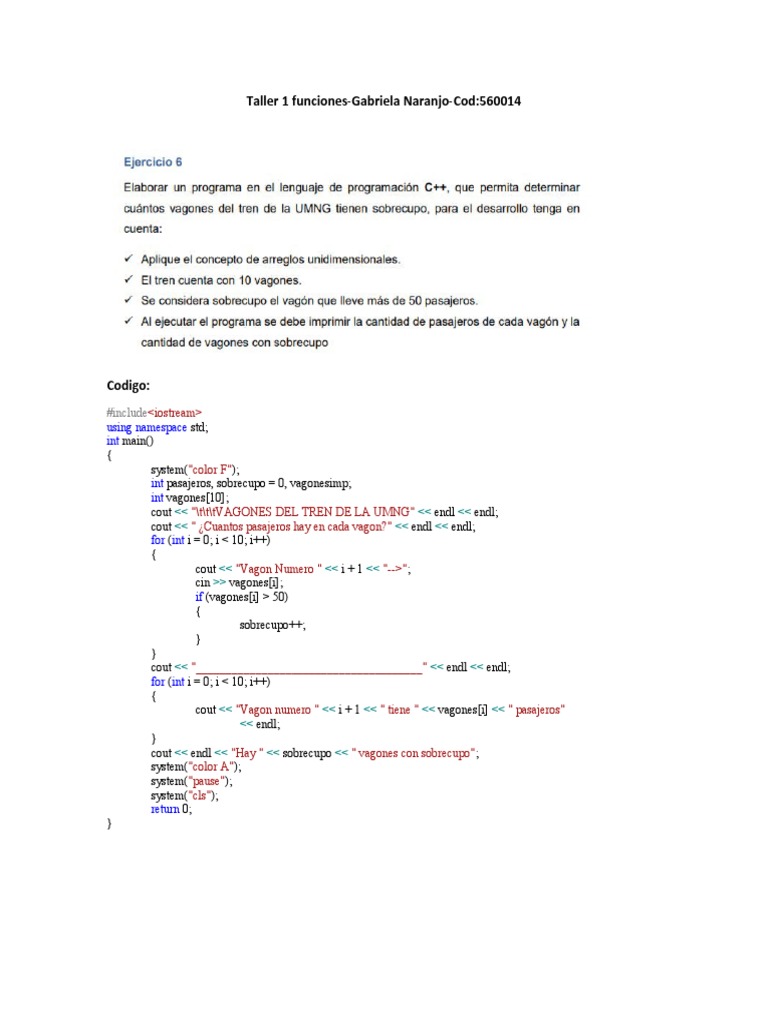 Taller 1 Funciones Programacion | PDF | Ingeniería de software ...