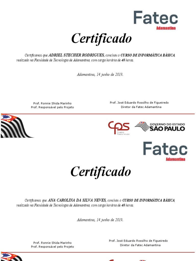 Certificado Curso De Informática Pdf