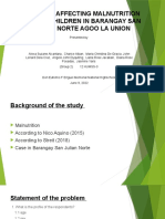 Factors Affecting Malnutrition Among Children in Barangay San Julian Norte Agoo La Union