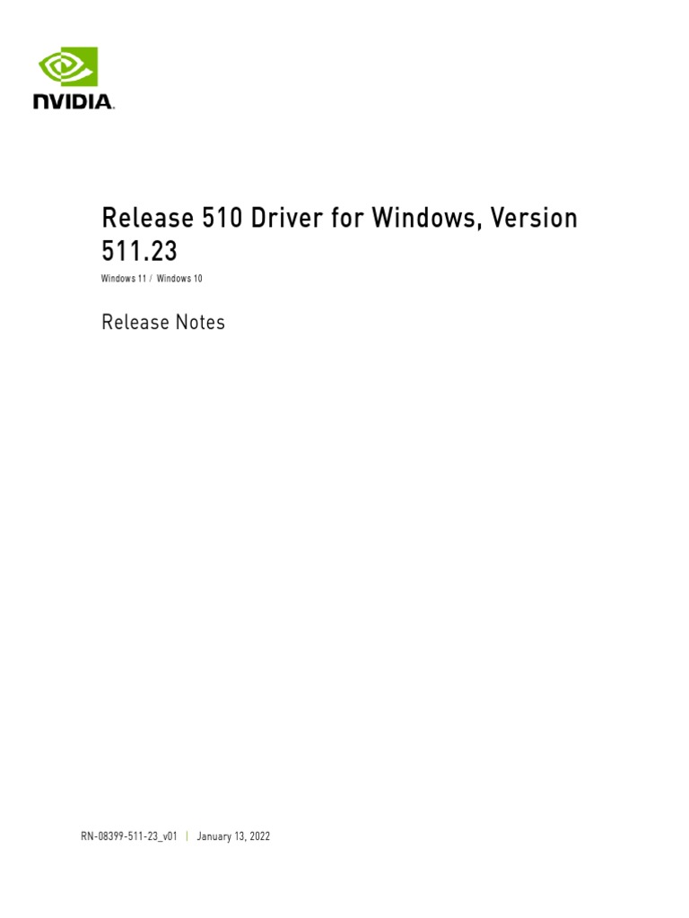 511.23 Win11 Win10 Release Notes | PDF | Graphics Processing Unit | Hdmi