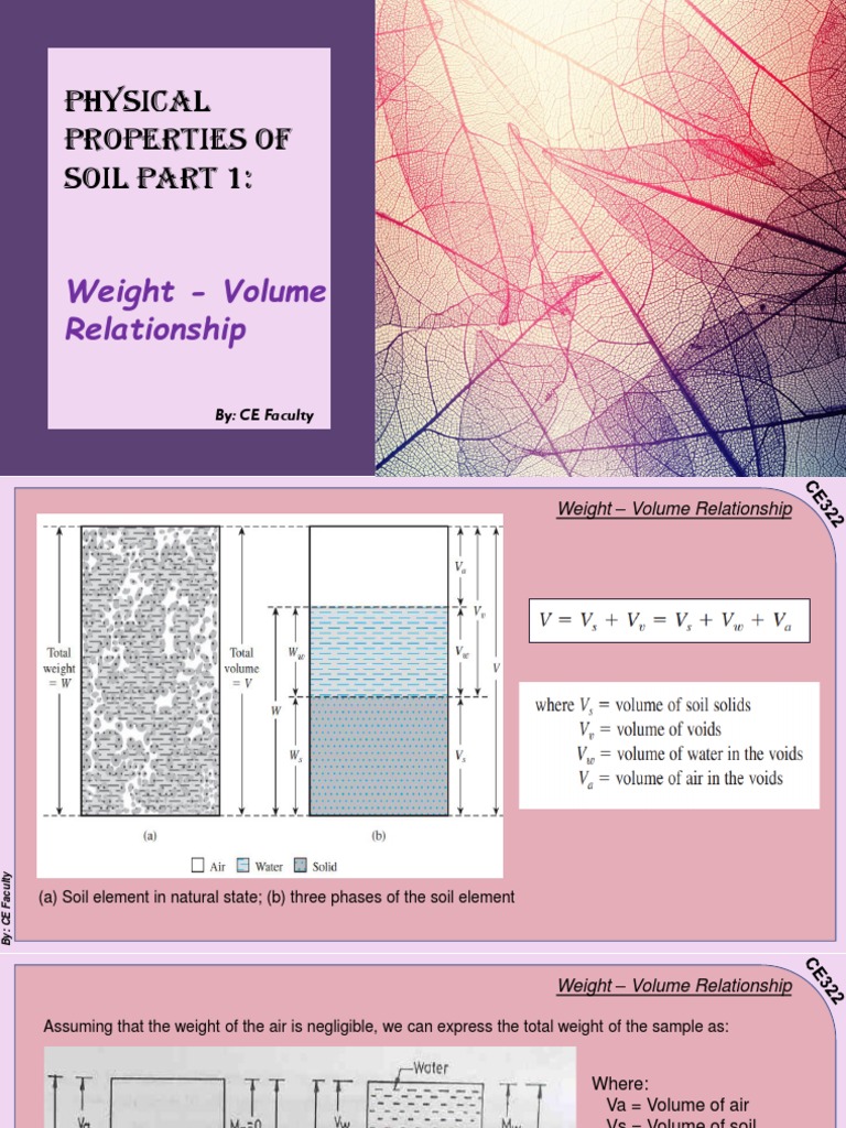 Week 3. CE322 Volume-Weight Relationship | PDF | Density | Porosity
