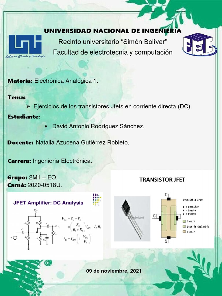 Ejercicios de transistores Jfet David Rodríguez.(Carné 20200518U)2m1