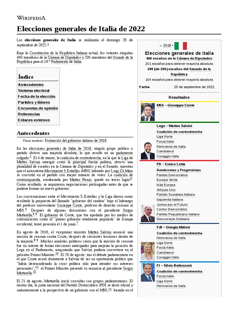 Elecciones Generales de Italia de 2022 PDF Distrito electoral