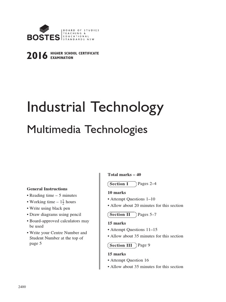 2016 Hsc Multimedia PDF Video Film And Video Technology