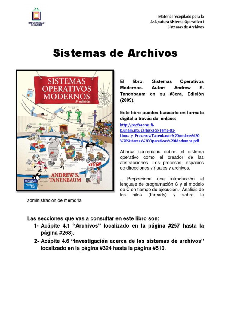 Sistemas de Archivos en Tanenbaum | PDF | Archivo de computadora ...
