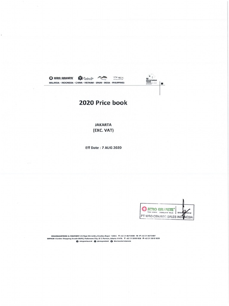 Price Book 2020 | PDF