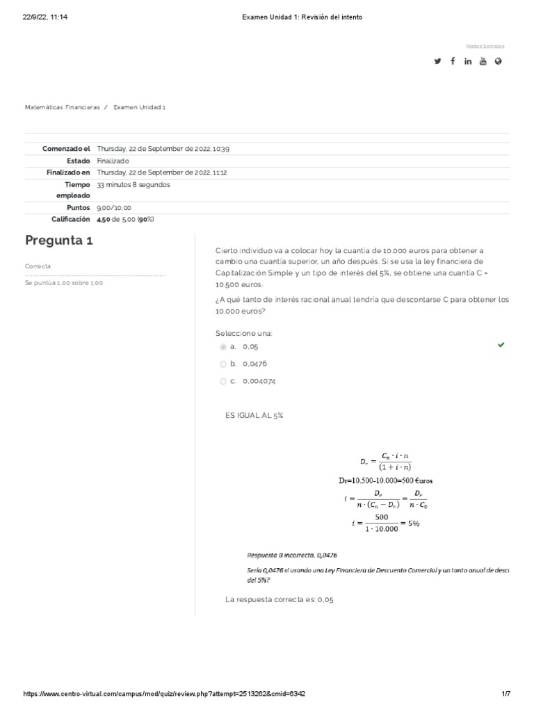 Examen de Matemáticas Financieras: Unidad 1 | PDF | Finanzas ...