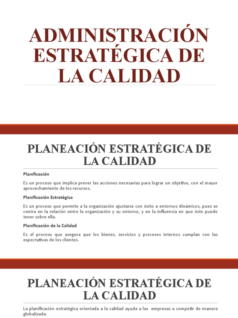 Administración Estratégica De La Calidad Pdf Planificación