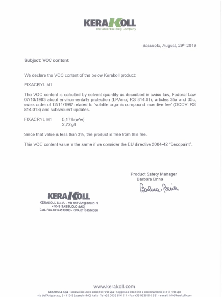 VOC Certificate3 Fixacryl M1 PDF