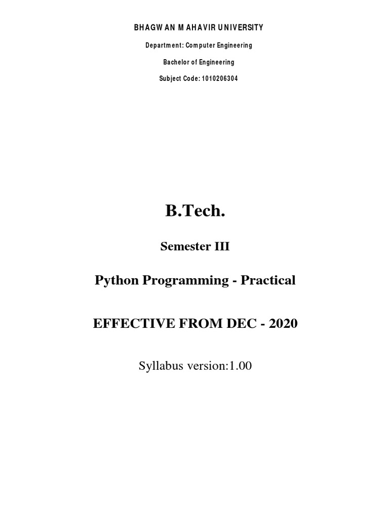 Python Programming - Practical - 1010206304 | PDF | String (Computer ...