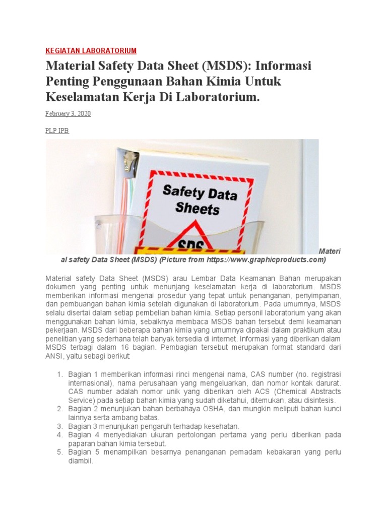 MSDS: Panduan Keselamatan Laboratorium | PDF