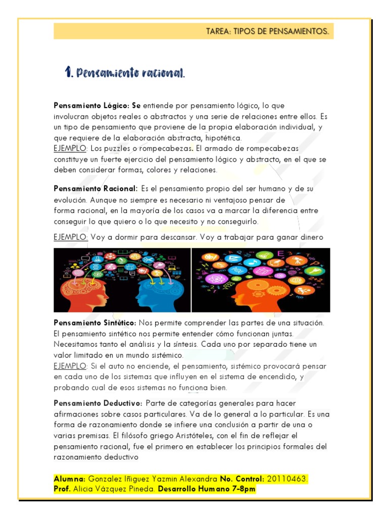 Tipos de Pensamientos Explicados | PDF | Pensamiento | Razón