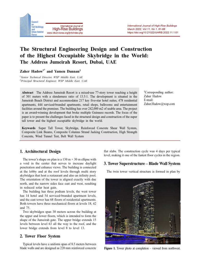 Structural Design of Dubai's Skybridge | PDF | Beam (Structure) | Concrete