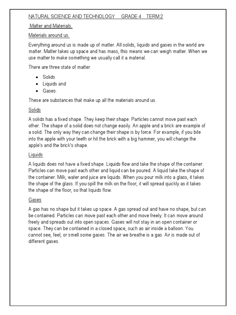 Grade 4 Natural Science: Matter & Water Cycle | PDF | Water | Water Cycle