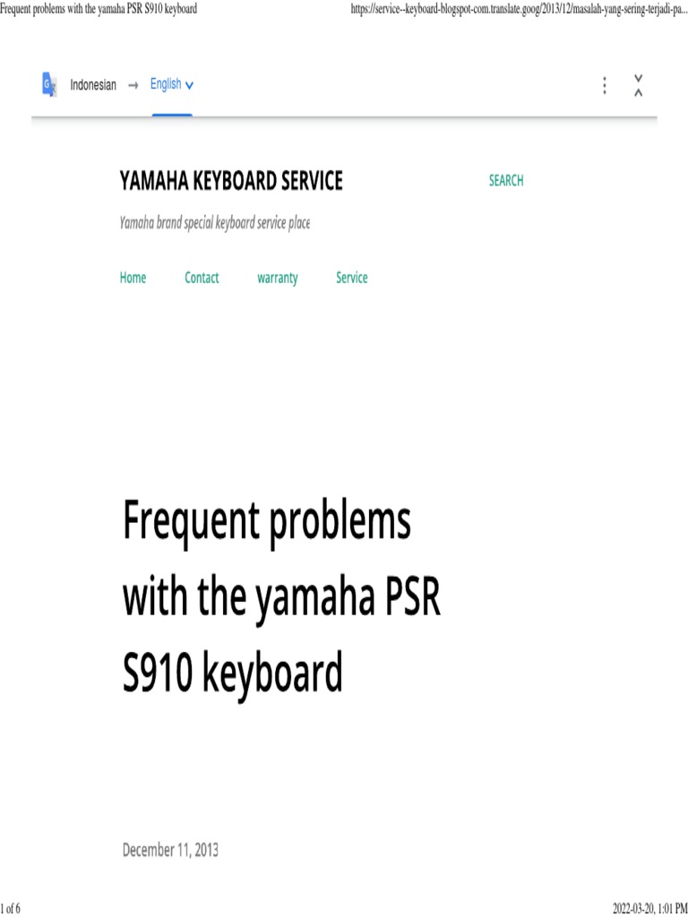 Frequent Problems With The Yamaha PSR S910 Keyboard | PDF | Computers