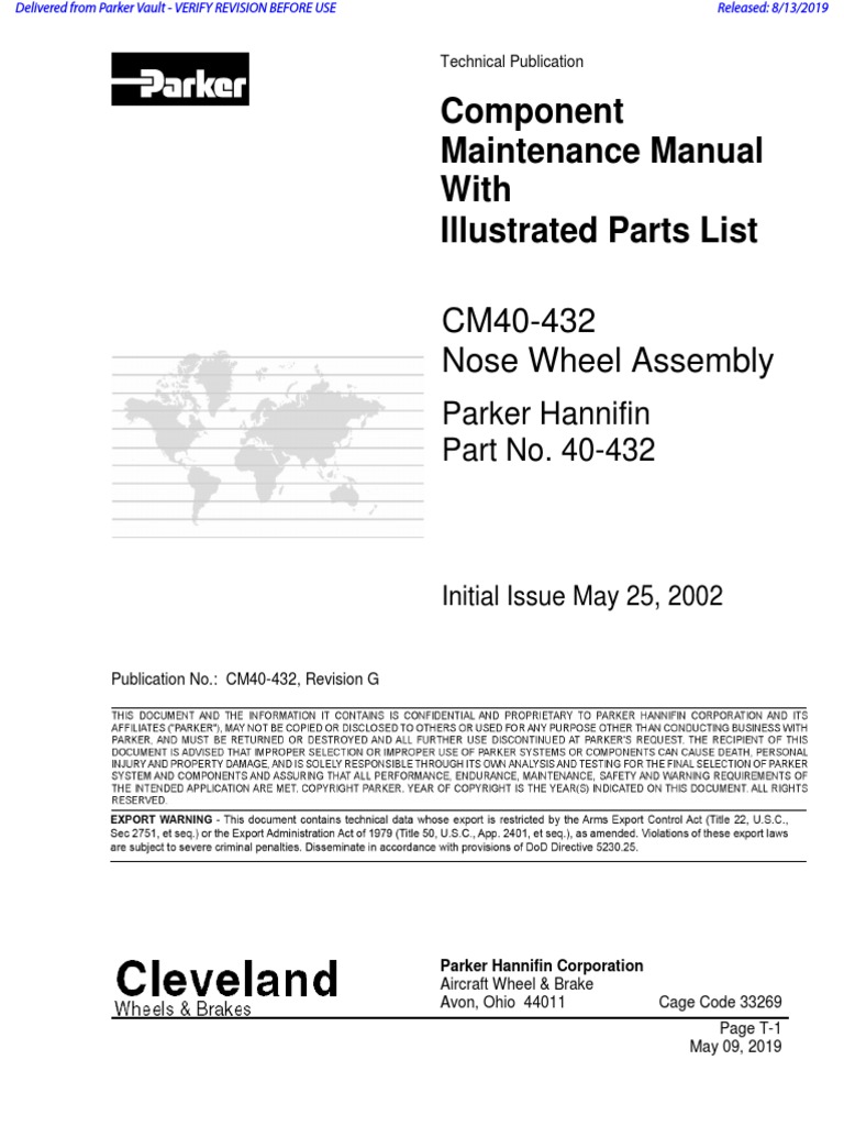 Nose Wheel Assembly CMM 40432 Rev A PDF Specification (Technical