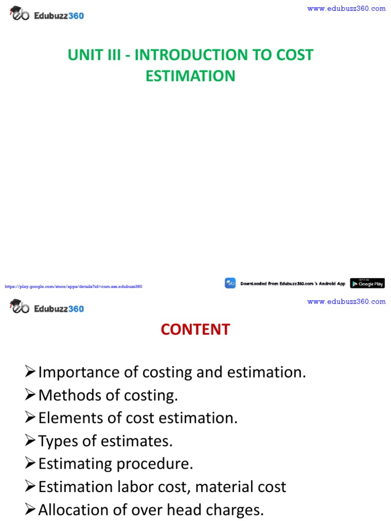 Overview of Cost Estimation Methods | PDF | Cost | Economies