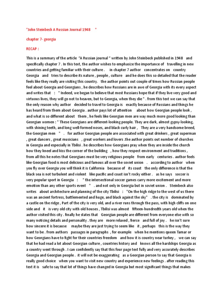 Recap of A Russian Journal PDF Georgia (Country)