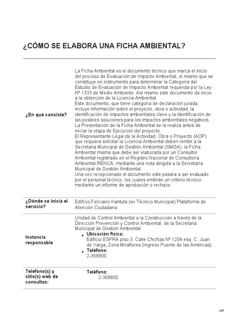 Lapaz - Bo-Revisión de Ficha Ambiental | PDF | Evaluación de impacto ...
