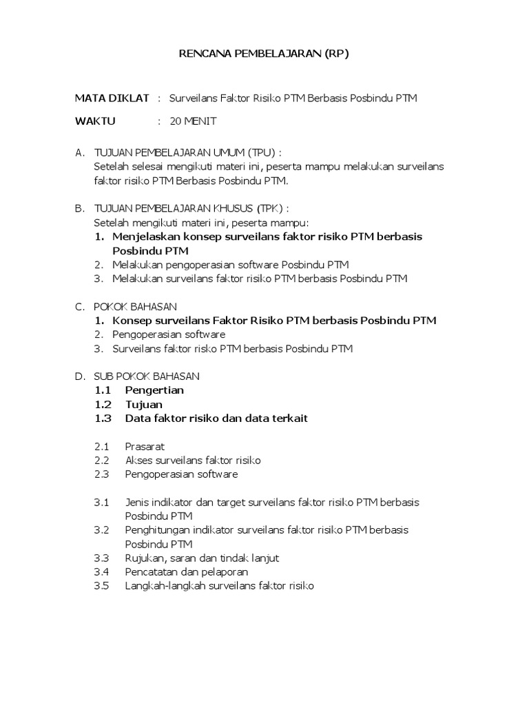 Contoh Rencana Pembelajaran | PDF