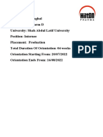 Pharm D Internship Orientation Details