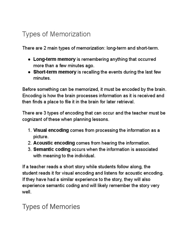 Instructional Strategies 1 Memorization PDF Memory Nonverbal