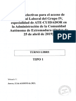 Examen Aplazamiento Turno Libre Ate-Cuidador