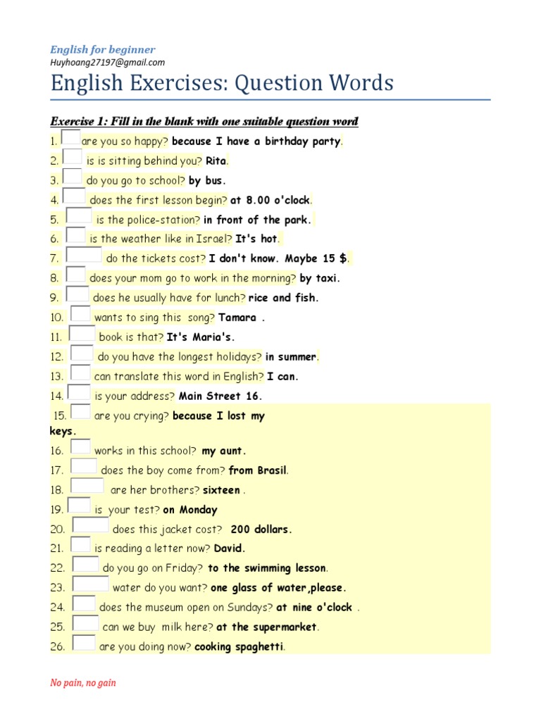 Question Words | PDF | Art