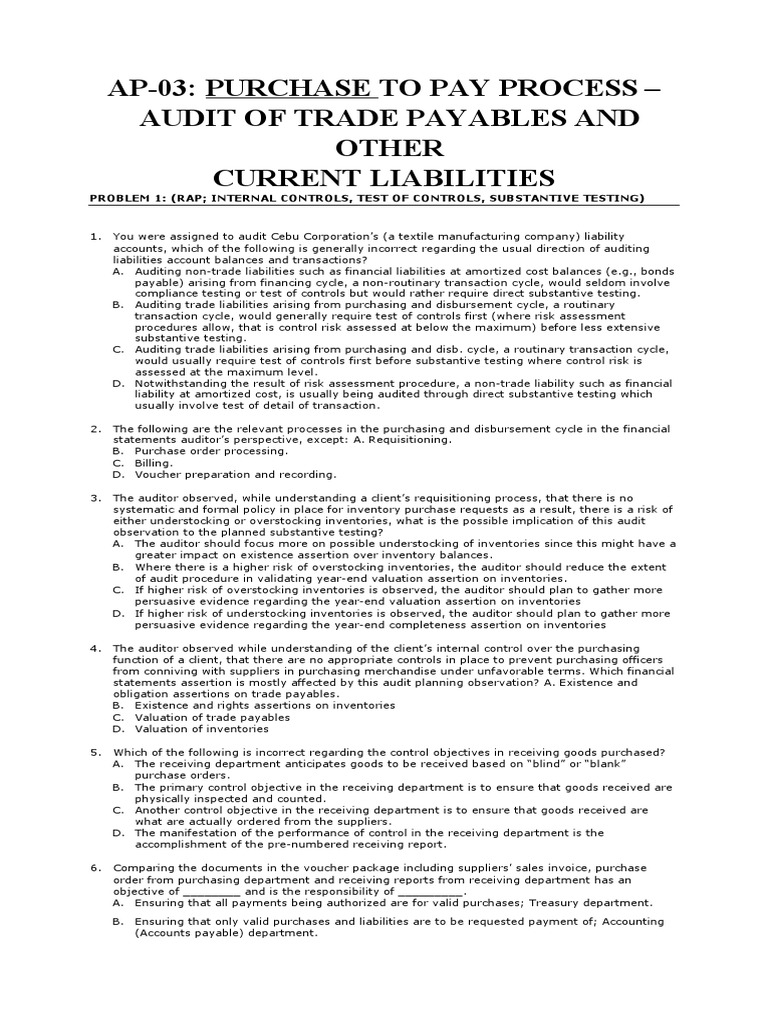 Audit of Trade Payables Process | PDF