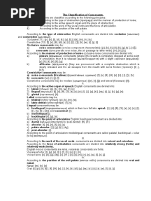 Classification of Vowels and Consonants
