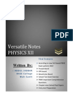 Versatile Notes PHYSICS XII