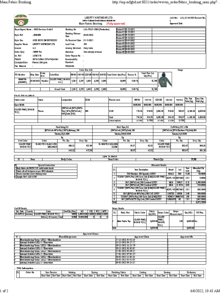 Kids Boys Sweat Hoodie Order Details | PDF | Textiles | Knitting