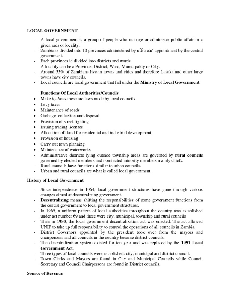 Local Government | PDF | Zambia | United States House Of Representatives