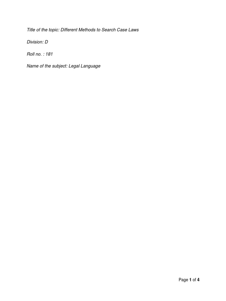 Different Methods To Search For Case Laws PDF Damages Tort