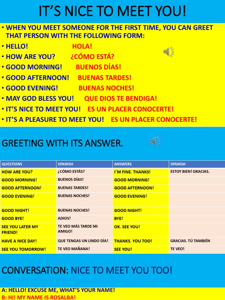 Greetings and Introductions in Spanish | PDF | Linguistic Morphology ...