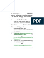 Master of Arts (Rural Development) / P.C. Diploma in Rural Development / CRD Term-End Examination Mrd-103: Rural Development Planning and Management