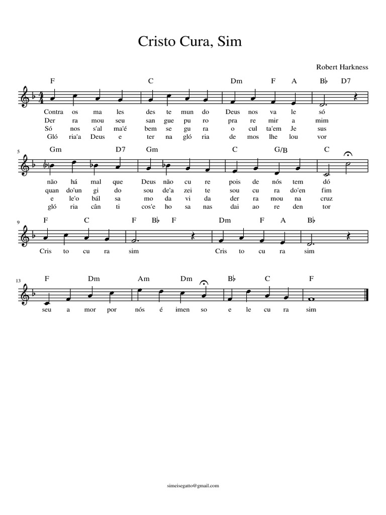 Cristo Cura Sim Harpa Cristã 007, Piano Com Cifra e Letra | PDF ...