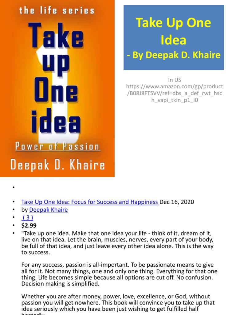 Focus on One Idea for Success | PDF | Idea | Thought