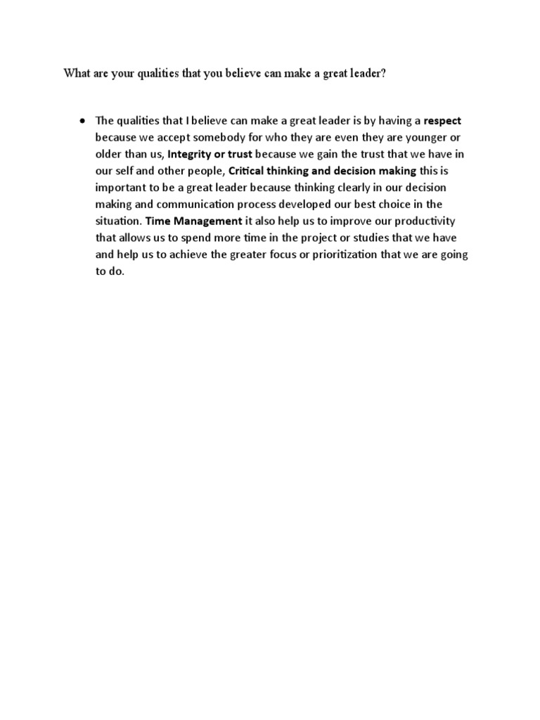 Qualities of A Great Leader | PDF | Career & Growth