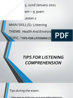 STUDENTS' NOTES Tips For Listening Comprehension