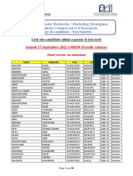 MSMCE - TN.Liste Admis À Passer TEST ECRIT