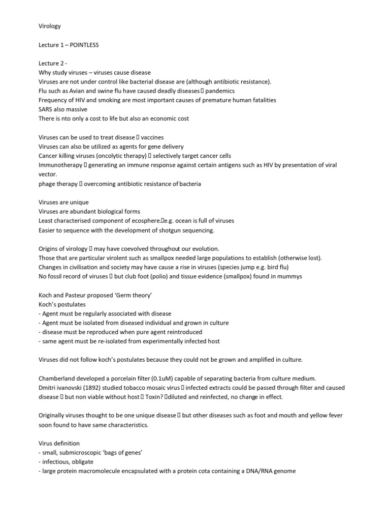 Virology Notes Pdf Virus Bacteriophage