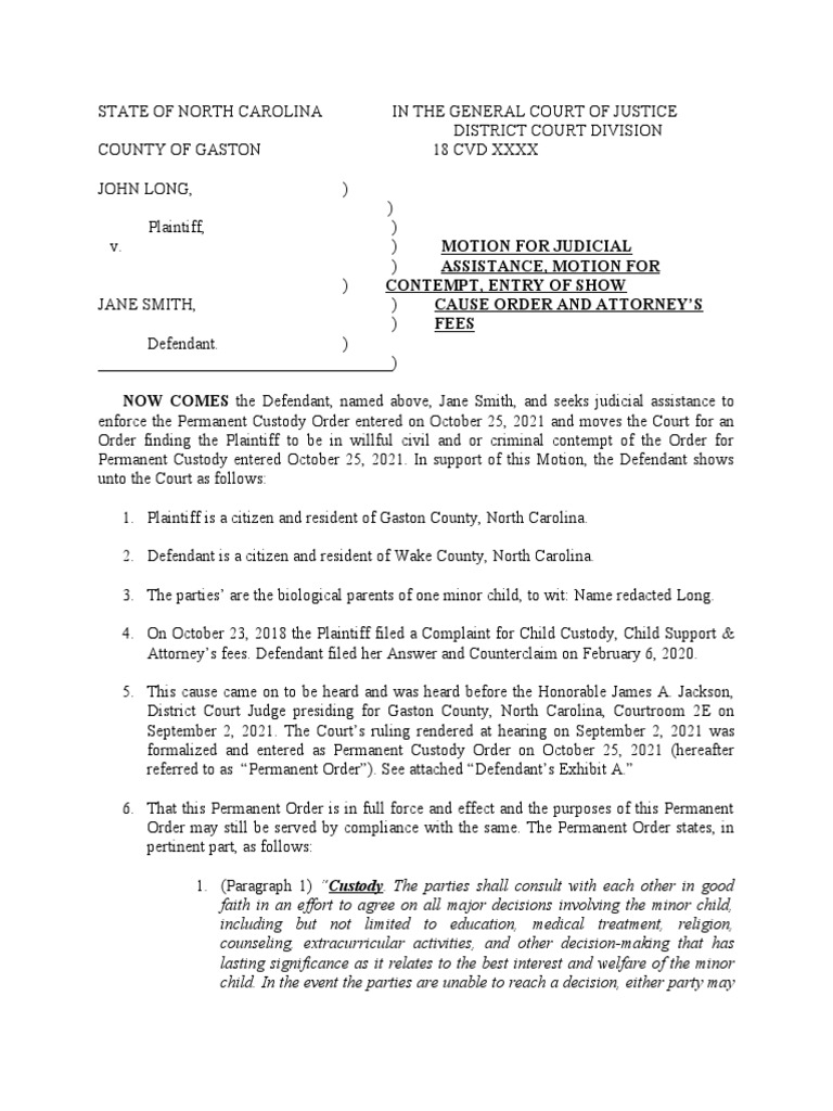 March 2022 Contempt Motion Upload PDF Child Custody Justice