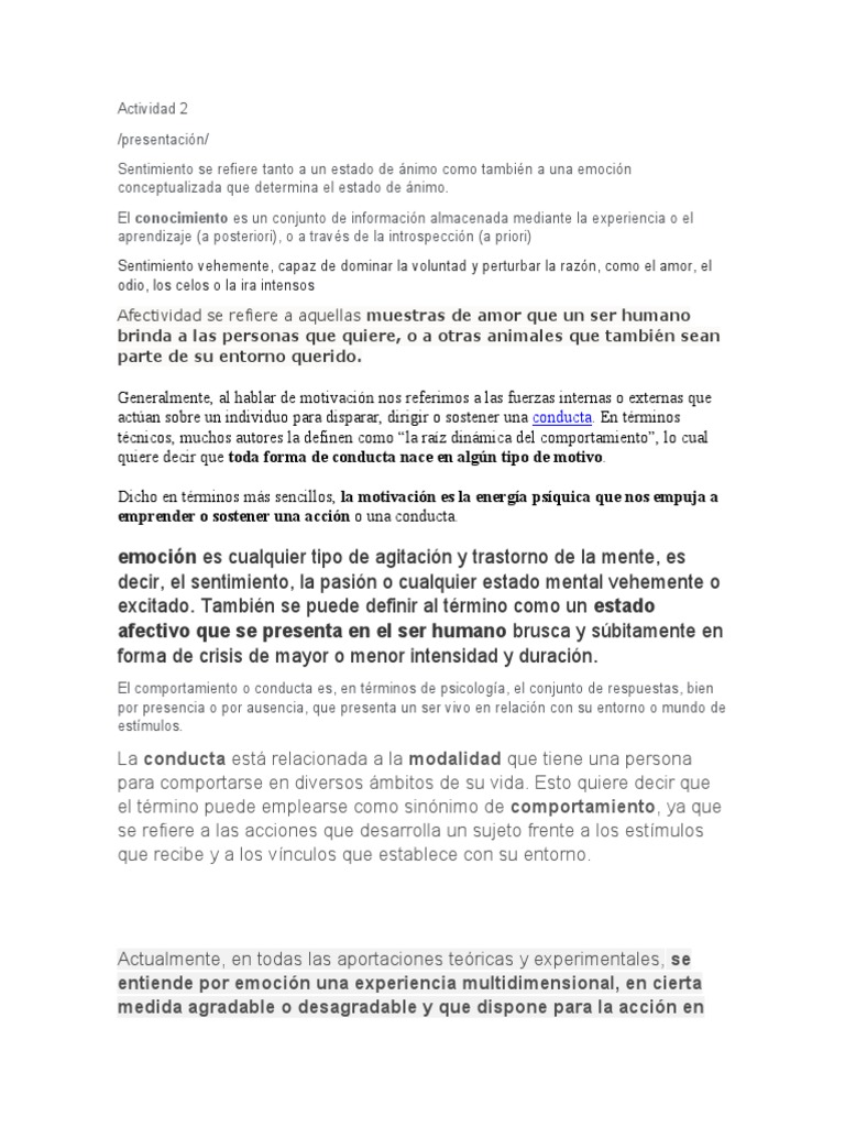 Emociones y su impacto en la conducta | PDF | Las emociones ...