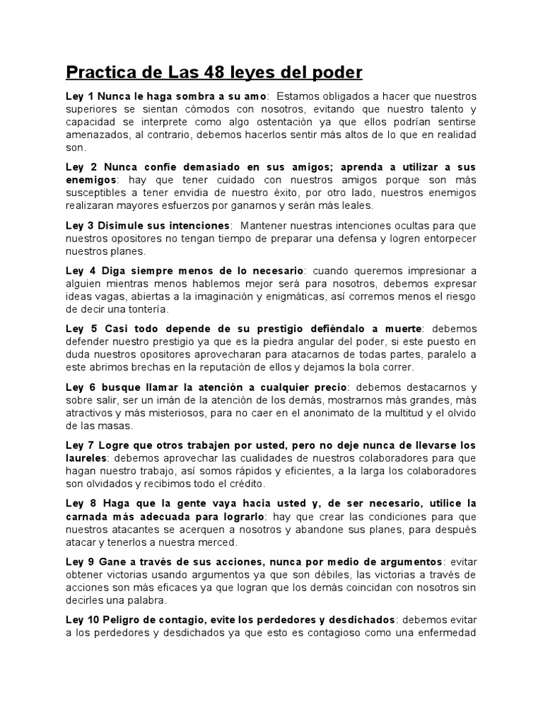 Práctica de Las 48 Leyes Del